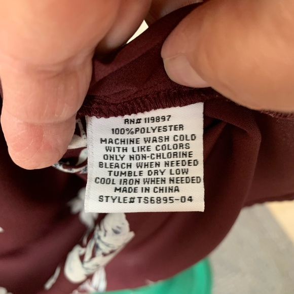 Blouse Maroon Elastic Long Sleeve Color Collective Concepts Polyester Sz… - Picture 7 of 14